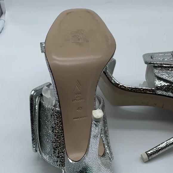 ATTICO Ester Crackled Metallic-leather Mules In Silver - Picture 13 of 16